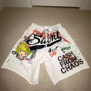 Graphic White Men's Shorts